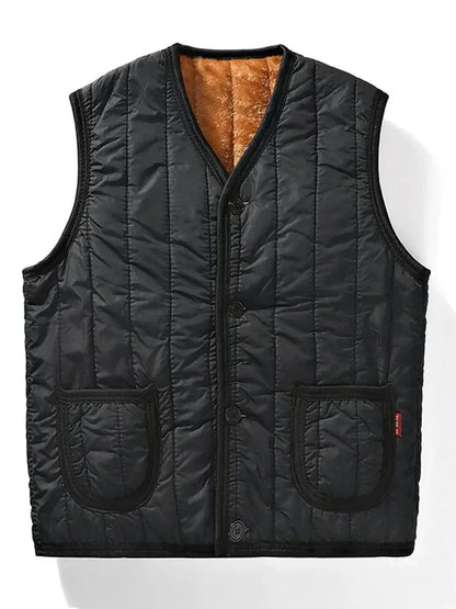 Winter Plus Fleece Thicken Warm Cotton Vest Men Gift for Father Husband Casual Loose Comfortable Sleeveless Jacket Men Clothing