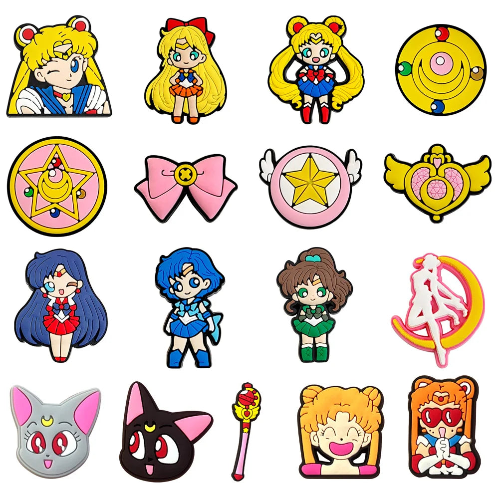 17-100Pcs Shoe Charms Cartoon Slides Clog Sandals Shoes Decorations Accessories For Kids Christmas Birthday Gifts