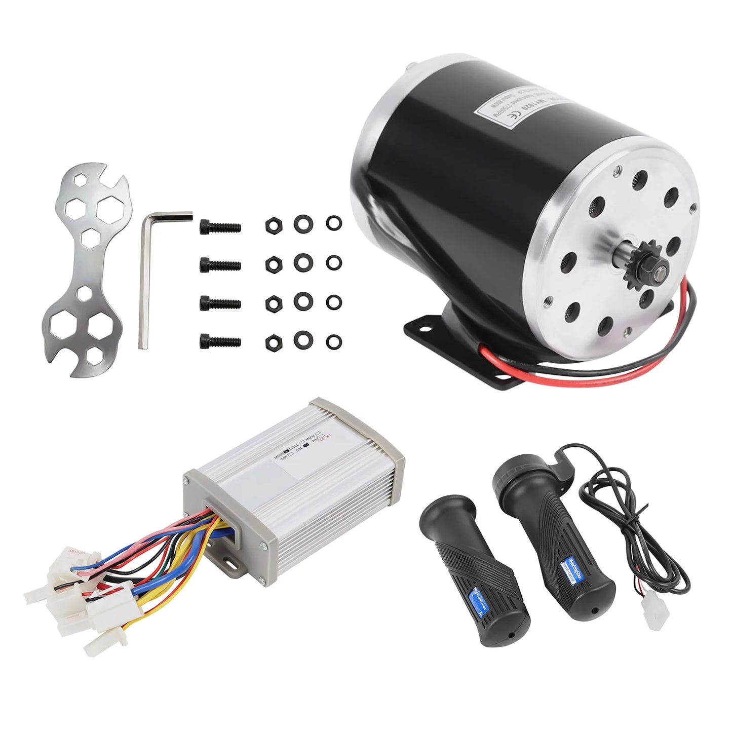 800W 36V DC Brushed Electric Motor Set Controller Throttle Grip 2750 rpm (25H 11 teeth) for Scooters Kart or ATV (MY1020)