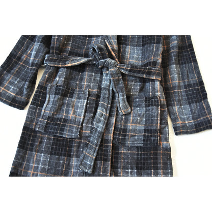 Coral Fleece Plaid Sleepwear Long Coat Style Home Clothes Robe for Men And Women Winter Warm Bathrobe Couple Pyjamas