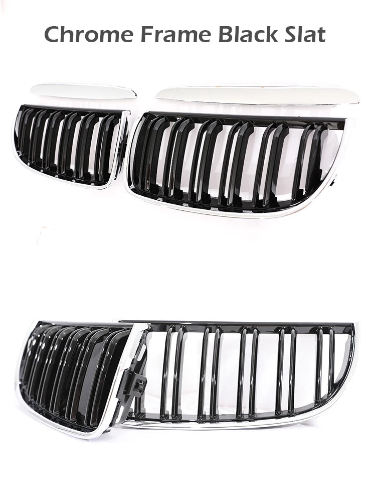 Carbon Fiber Chrome M Color Chrome Gloss Matte Black Grille Kidney Grill For BMW 3 Series E90 E91 Pre-Facelift 2005-2008 320 330