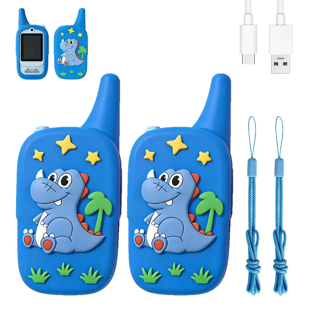 Christmas 2pcs Video Walkie Talkie Video Intercom HD Rechargeable Voice Fonts One-Click Call Cartoon Voice Changer Gift for Kids