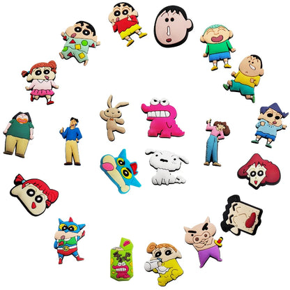 10/21Pcs Miniso Kawaii Anime Crayon Shin-Chan Shoes Buckle Accessories For Clogs Cartoon Shoes Charms For Party Xmas Gifts