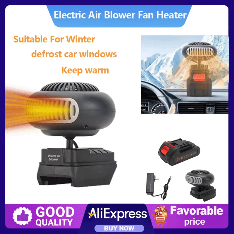 170W Electric Heater Fan Battery Powered Portable Small Space Heater USB Adjustable Thermostat Heater for Car No/With Battery