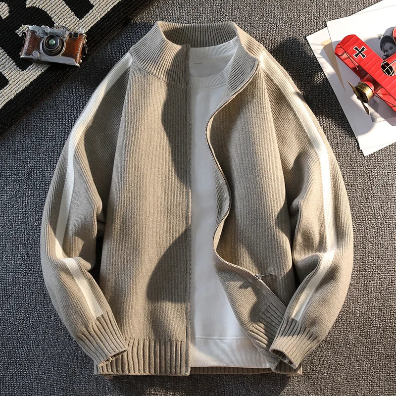 Trendy Men's Fashion Cardigan Sweater Jacket Stylish Acrylic Blend Cardigan for Fall and Winter Comfortable and Warm Men's Top