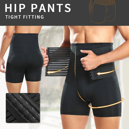 New Men Padded Boyshorts Butt Lifter High Waist Tummy Control Shorts with Buckle Hip Enhancer Compression Belly Shaper Panties