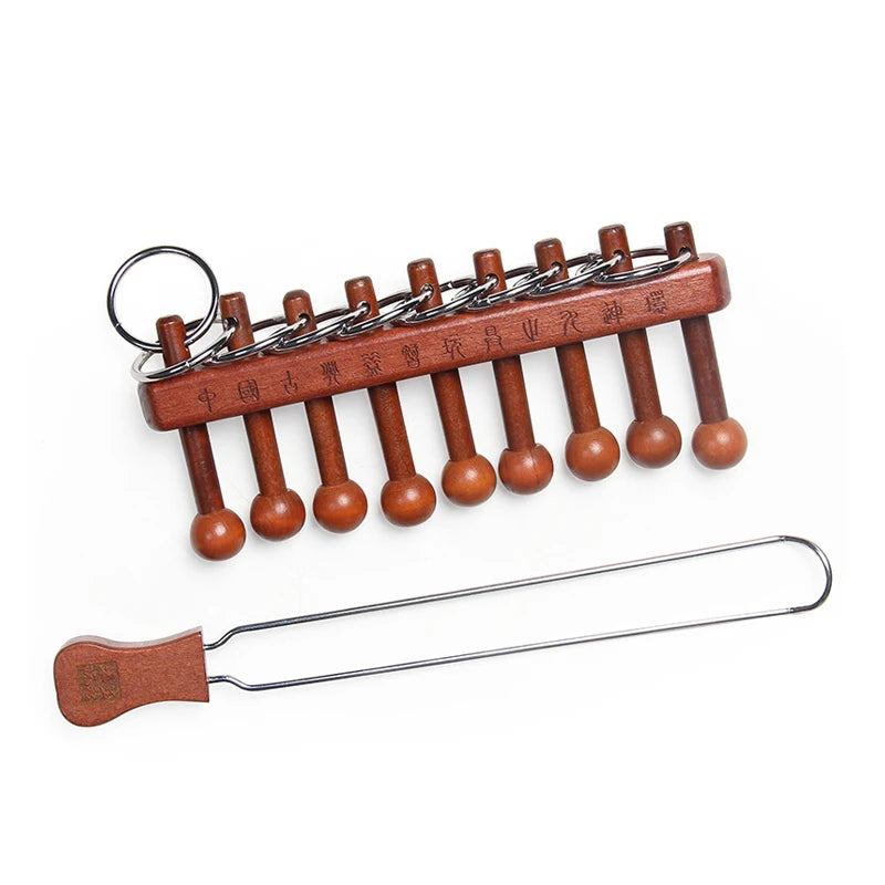 Classic Brain Teaser Puzzle Wooden Threading Rope Ring String Solution Central IQ Test Toys Educational Mind Games Kids Adults