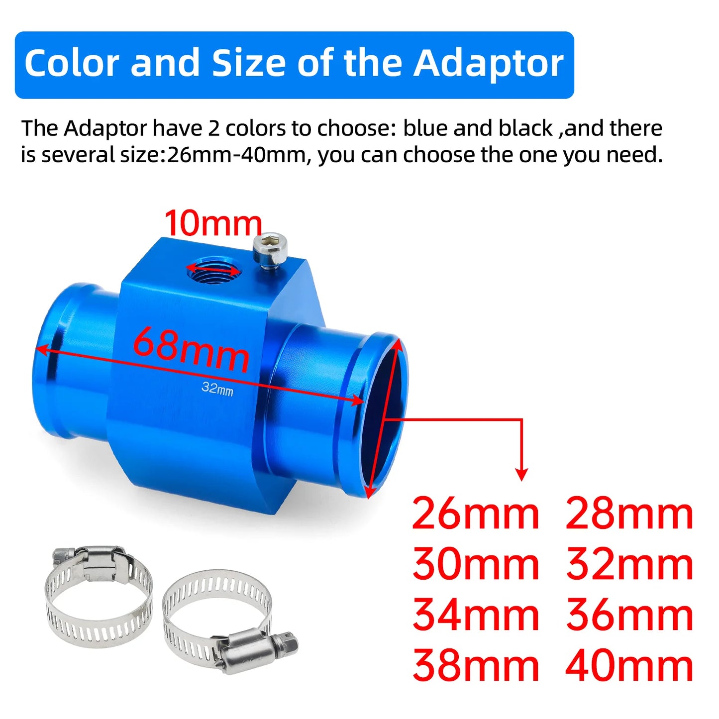 2 IN 1 Water Temperature Gauge Digital Led Voltmeter Water Temp Joint Pipe Sensor Car Truck Motorcycle Car Temperature Sensor
