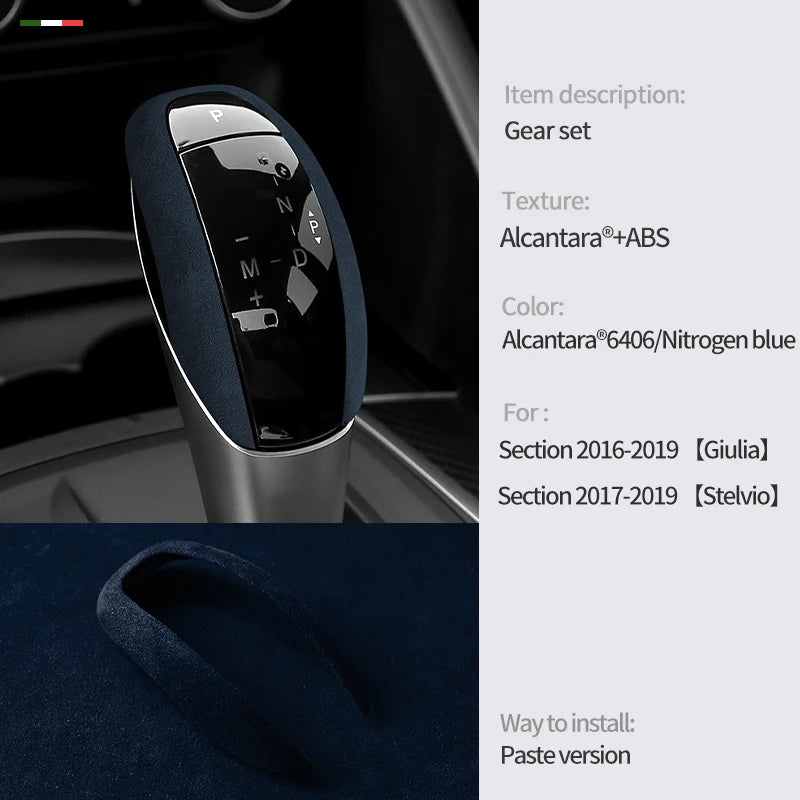Car Center Console Gear Shift Head Knob Cover Trim Alcantara Suede F For Alfa Romeo Giulia Stelvio Refit Car Accessories
