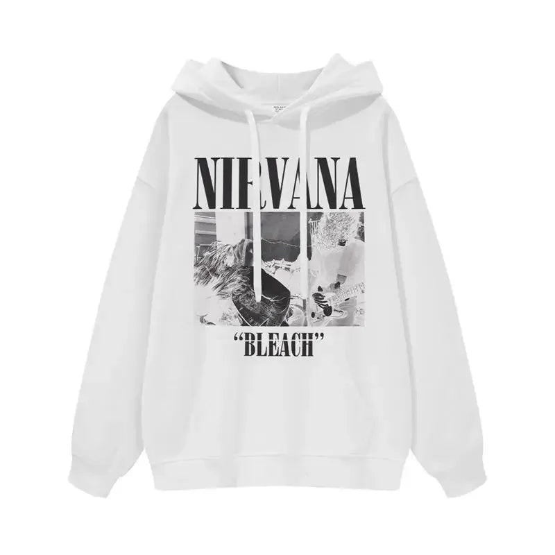 Classic Rock Band Nirvana Kurt Cobain Graphic Print Hoodie Men Women Loose Oversize Sweatshirt Streetwear Harajuku Wind Pullover