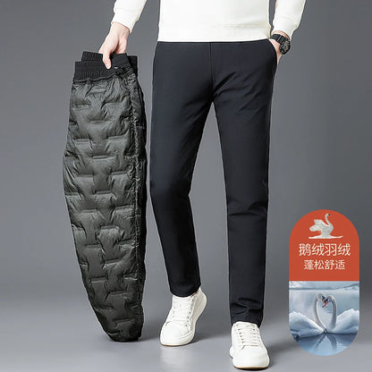 90% Goose Down Trousers High Quality Winter Detachable Keep Warm Pants Male Elastic Waist Thermal Trousers