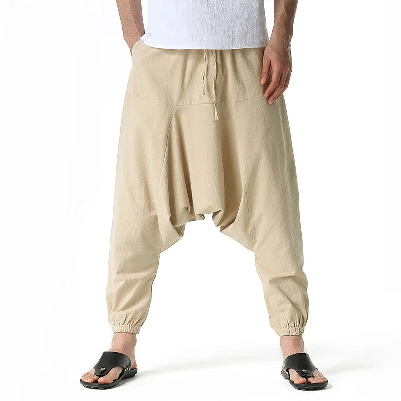 New Men Harem Pants Sweatwear Baggy Casual Yoga Loose Cotton Sport Jogging Pants Cross Pants for Men Japanese Streetwear