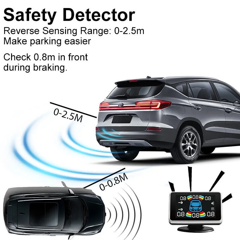 12V 16.5mm Parking Sensor Kit 6/8 Sensor Buzzer Reverse Radar Sound Alarm Indicator Probe System