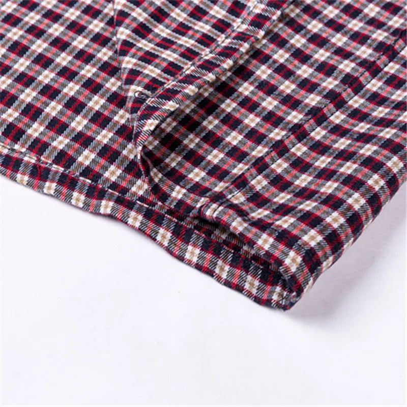 New Fashion Shirts For Men's Long Sleeve Spring Autumn Soft Regular-fit Brushed Single Pocket Checked Comfort Casual Plaid Shirt
