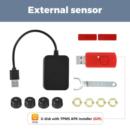 NaviFly Android USB TPMS Tire Pressure Monitoring System Display Alarm System Internal External Sensors For Car Navigation Radio