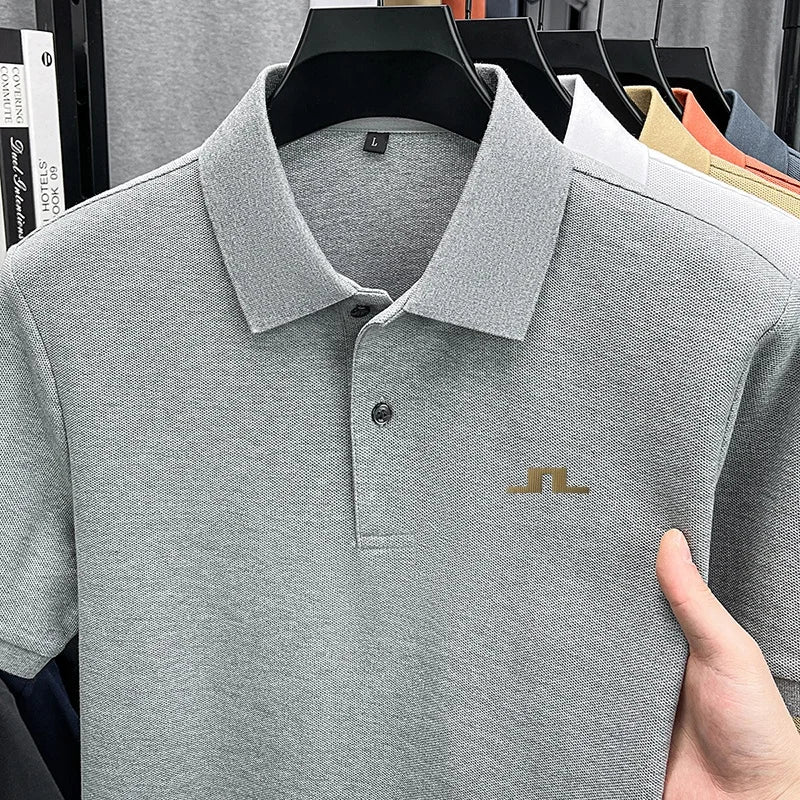 Korean-Style 100%cotton Men Summer Short-Sleeved Polo Shirt Lapel Button Various Colors Stamp Leisure Hot-Selling Men's Clothing