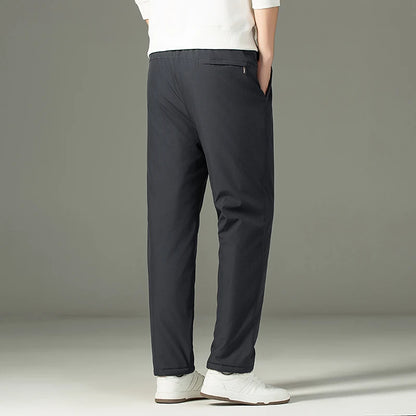 Men's Thickened Lamb Velvet Cotton Pants Autumn Winter Casual Trousers Windproof Coldproof Warm Fleece Lined Long Pants
