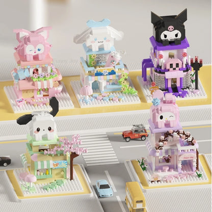 Cartoon Anime Hello Kitty Panda Refrigerator Magnet Blocks Kuromi My Melody Cinnamoroll Building Blocks Toy Kids Birthday Gift
