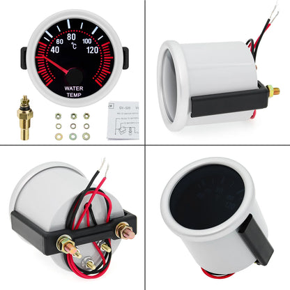 2"52mm Smoke Len PSI/BAR Turbo Boost Gauge Meter Water/Oil Temp Meter Tachometer Vacuum VOLT Oil Pressure for Gasoline Car 12V