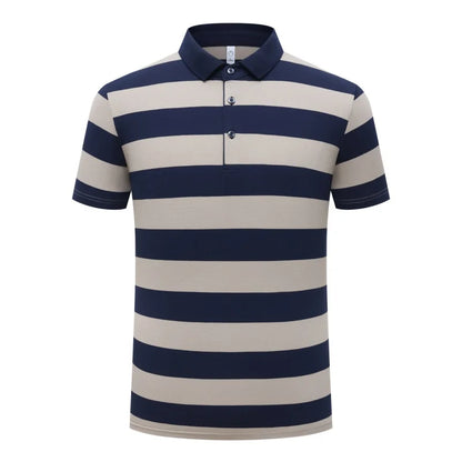 New Summer Men Classic Striped Polo Mens Cotton Short-Sleeved Fashion Business Casual Hot Polo Shirt Male Dropshipping LZLLTT