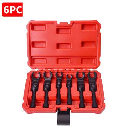 6 Pcs 12mm-19 mm Long Flex Head Crows Foot Line Wrench Set 3/8" Drive Injector Fuel Line Crowfoot Flare Nut Socket Wrench