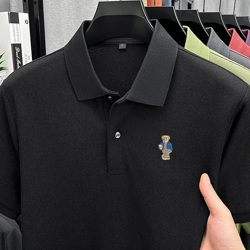 100%cotton Classic Trend Men Short-Sleeved Polo Shirt Lapel Button Various Colors Embroidery Comfortable Ventilate Men'sClothing
