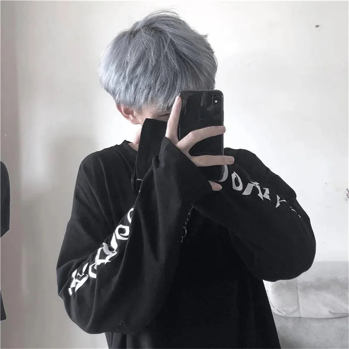 Black Harajuku Tshirt Hip Hop T-shirt Women Black Casual Korean T Shirt Long Sleeve Loose Tshirt Streetwear Autumn Tops Girls