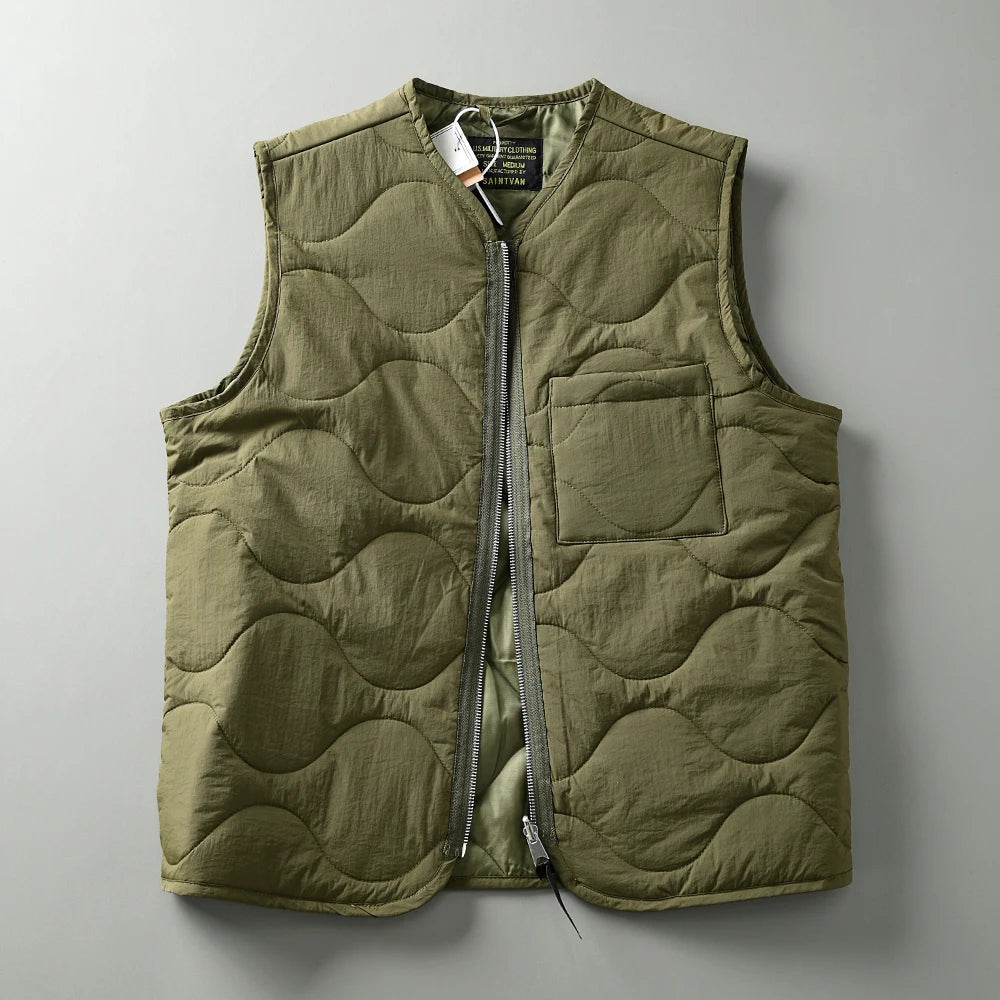 Lightweight Windproof Wearable Autumn Winter Men's Retro Casual Gourd Shaped Basted Cotton Vest Versatile All-Match Jacket