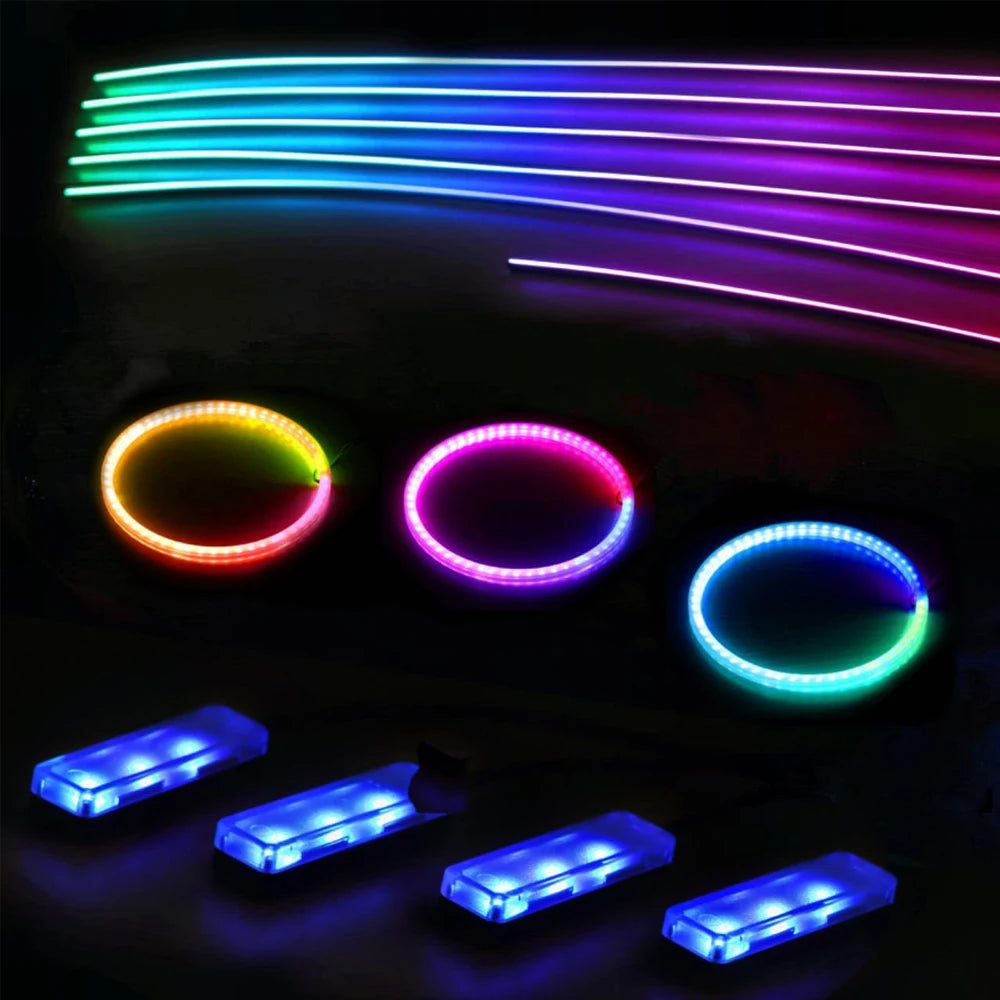 2024 Car Ambient Lights Kits Interior 213 64 Color RGB Symphony Streamer Bluetooth Rainbow Acrylic Strips Atmosphere Lamp By App