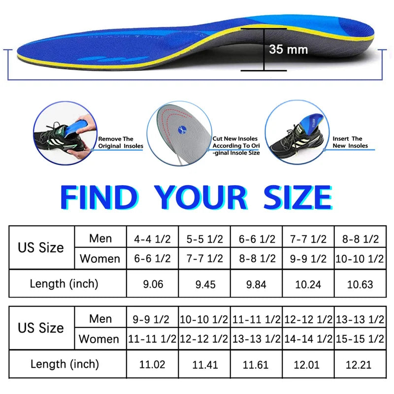 IFITNA Arch Support Orthopedic Insoles Sneaker Plantar Fasciitis Orthotic Shoes Inserts Flat Feet Heel Pain Athletic Cushion Pad