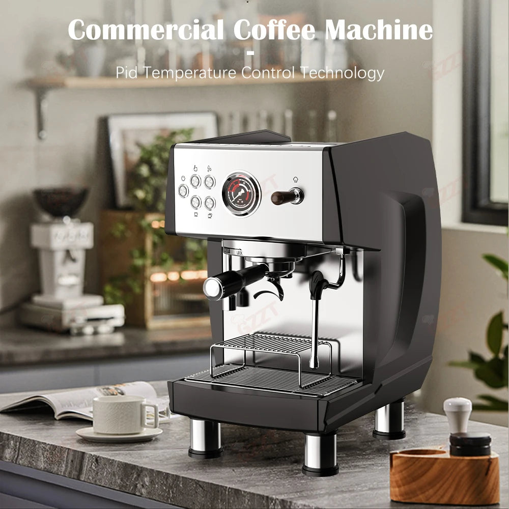 GZZT CM808 9Bar Commercial Semi-automatic Coffee Machine ULKA Pump 3 Boilers PID Temperature Control Espresso Coffee Tea Makers