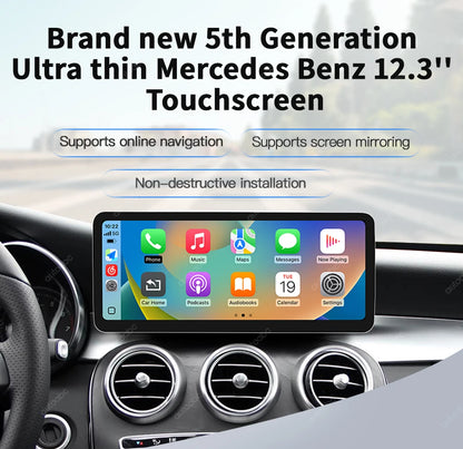 2400×900 12.3“ Ultra-thin Multimedia Touchscreen Wireless CarPlay Android Auto For Mercedes-Benz W205 X253 GLC C Class W447 BT