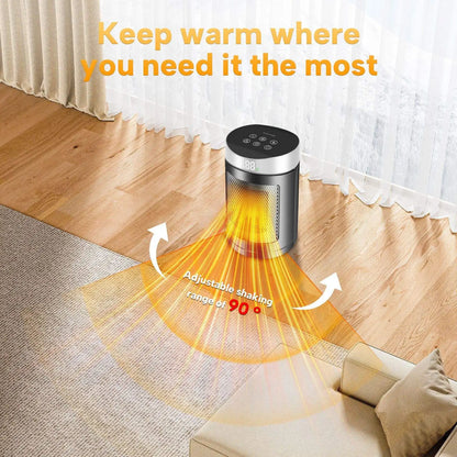 1500W PTC Ceramic Portable Electric Heater with Thermostat, Energy Saving Mode and Fan Mode, Fast and Safe Heating