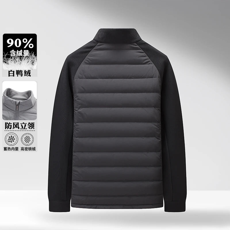 High-quality and fashionable new national standard 90-down lightweight knitted stand-up collar down jacket for men in winter