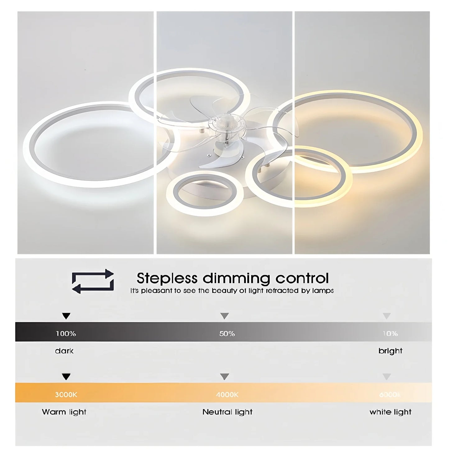 Modern Low Noise LED Ceiling Fan Chandelier White Low Floor Ceiling Fan Light Fixture Remote Control Bedroom Kitchen Home Decor
