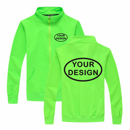 Customized LOGO Men's Thin Jacket Embroidered Printed Zipper Coat Spring and Autumn Street Stand up Collar Cardigan Hoodie