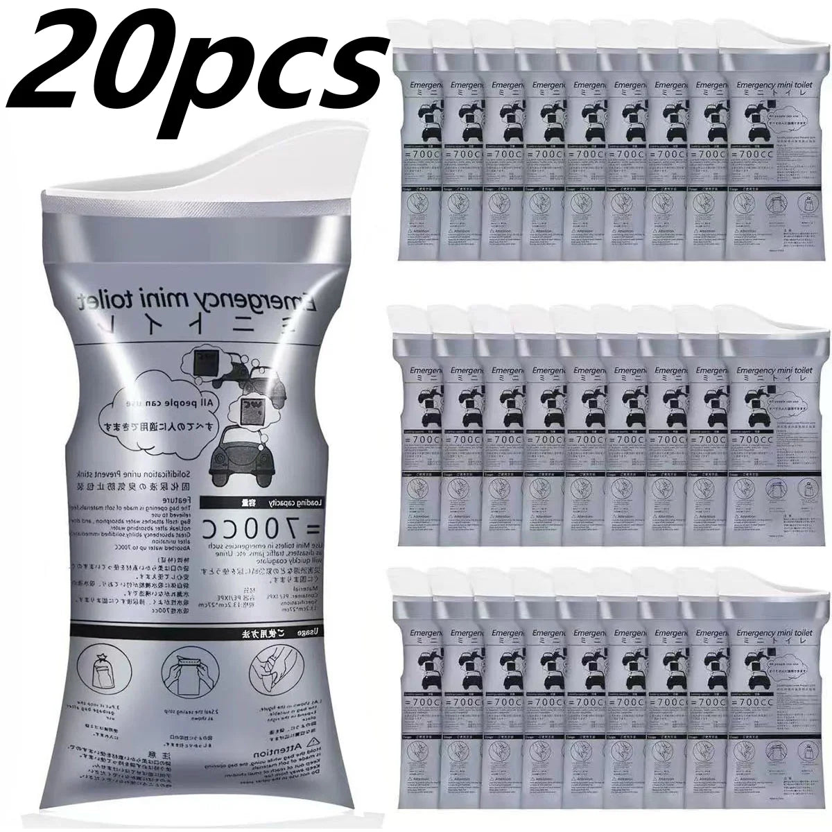 Disposable Urine & Vomit Bags, 700ML Portable Urinal for Women/Men, Emergency Travel, Camping, Traffic Jam, Pregnant, Patient