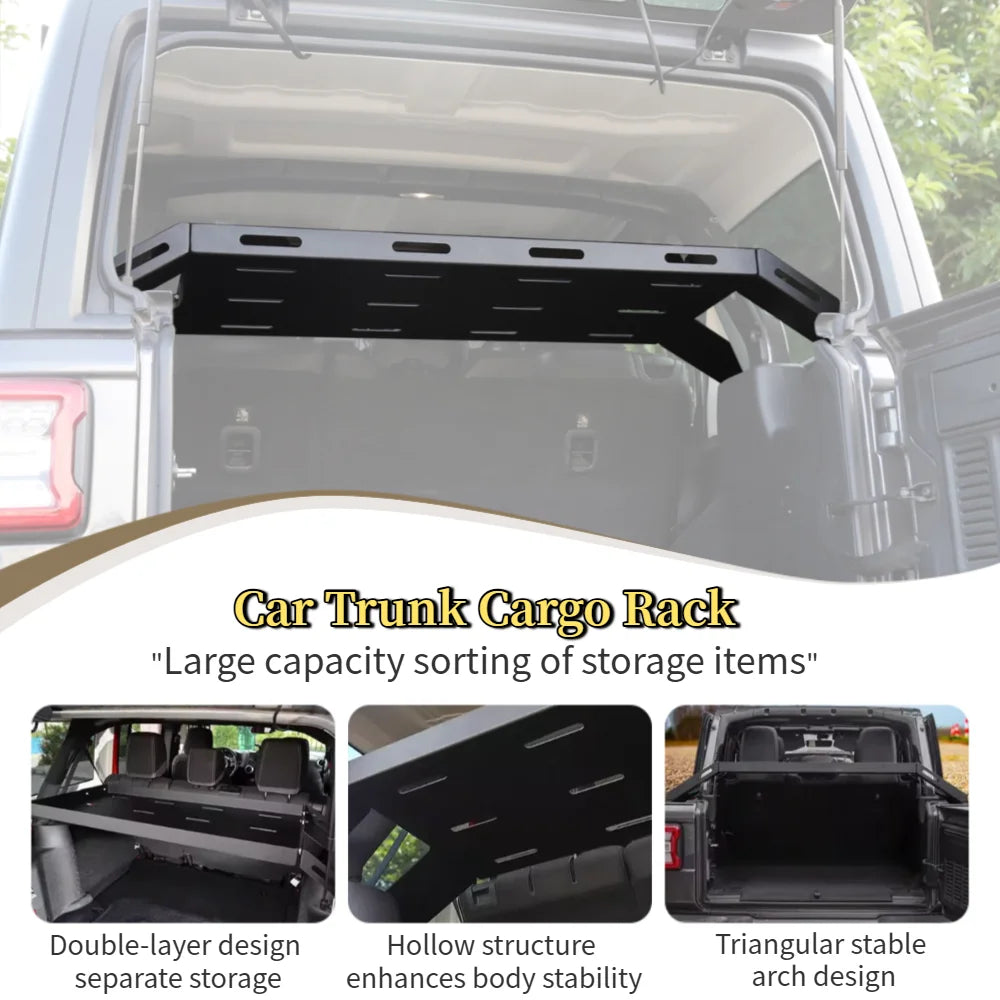 Car Trunk Cargo Rack Rear Storage Luggage Shelf Organizer Tray Basket for Jeep Wrangler JK JL 2007-2024 Interior Accessories