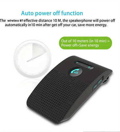 Wireless Bluetooth Hands-Free Car Kit with Sun Visor Speakerphone for Multi-Point Calls