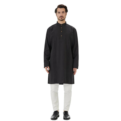 TH851 Men's Muslim Middle Eastern Men Long Sleeves Under-Knee Length Solid Color Stand Collar Robe Arab Male Jubba Thobe