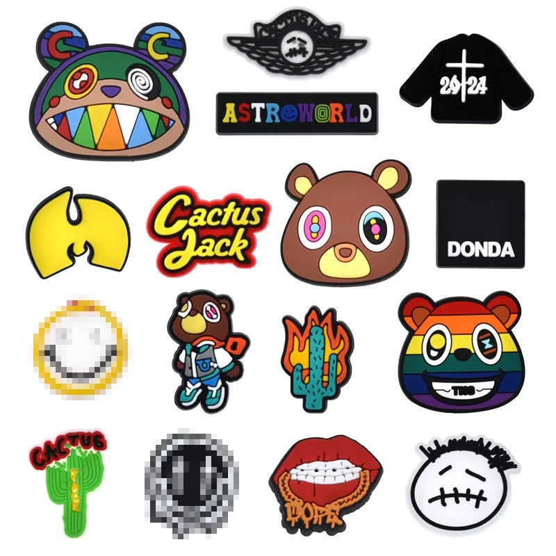 Monster Bear pop singer carton shoe Charms PVC Shoe Decoration For Fall winter wristband clog accessories Kids Halloween X-mas