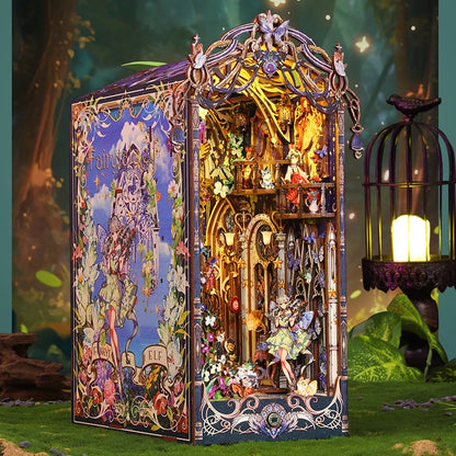 Magical DIY Book Nook Kits Miniature Doll House With LED Light 3D Puzzles Building Wooden Bookshelf Bookend Toy For Adults Gifts
