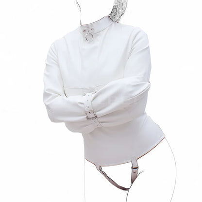 Female Sofe Leather Adjustable Binder Bondage Straitjacket Binding Slave Lockable Coat For Women Erotic Cosplay Adult Sex Toy
