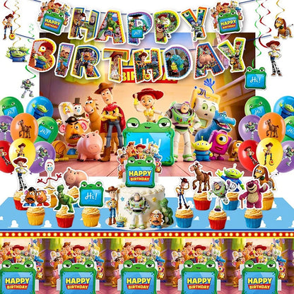 Toy Stories Theme Birthday Party DIY Decoration Toy Inspire Backdrop Hot Anime Cartoon Paper Plate Cup Birthday Party Supplies