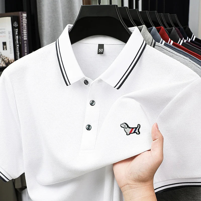 100% Pure Cotton Men's Polo T-Shirt New Style Summer Cozy Skin-Friendly Luxury High-End Commuting Short Sleeve Custom Embroidery