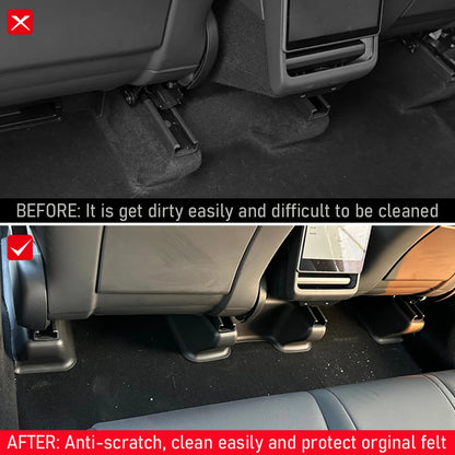 USVOTOV Underseat Protector Seat Slide Rail Pad Cover for Tesla Model Y Juniper 2025 2026 Travel Accessories Anti-Kick Case Trim