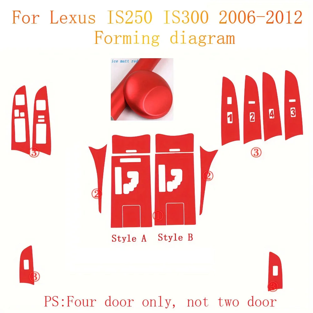 For Lexus IS250 IS300 2006-2012 Interior Central Control Panel Door Handle Carbon Fiber Stickers Decals Car styling Accessorie