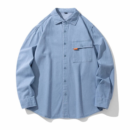 Classic Washed Denim Shirt Men's 2025 Autumn New Dark Blue Fashion Loose Casual Long-sleeved Jean Shirts Korean Clothes