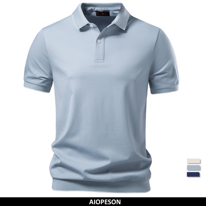 AIOPESON Tencel Polo Shirt Men‘s Solid Color Old Money Design Premium Fabric Skin Friendly Cool Breathable Soft Wear