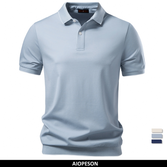 AIOPESON Tencel Polo Shirt Men‘s Solid Color Old Money Design Premium Fabric Skin Friendly Cool Breathable Soft Wear